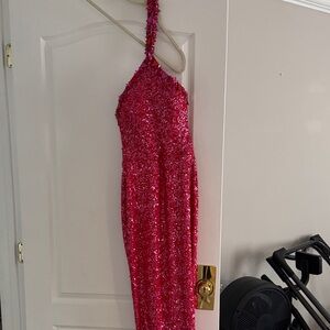 Glamorous Pink Sequin Backless Dress